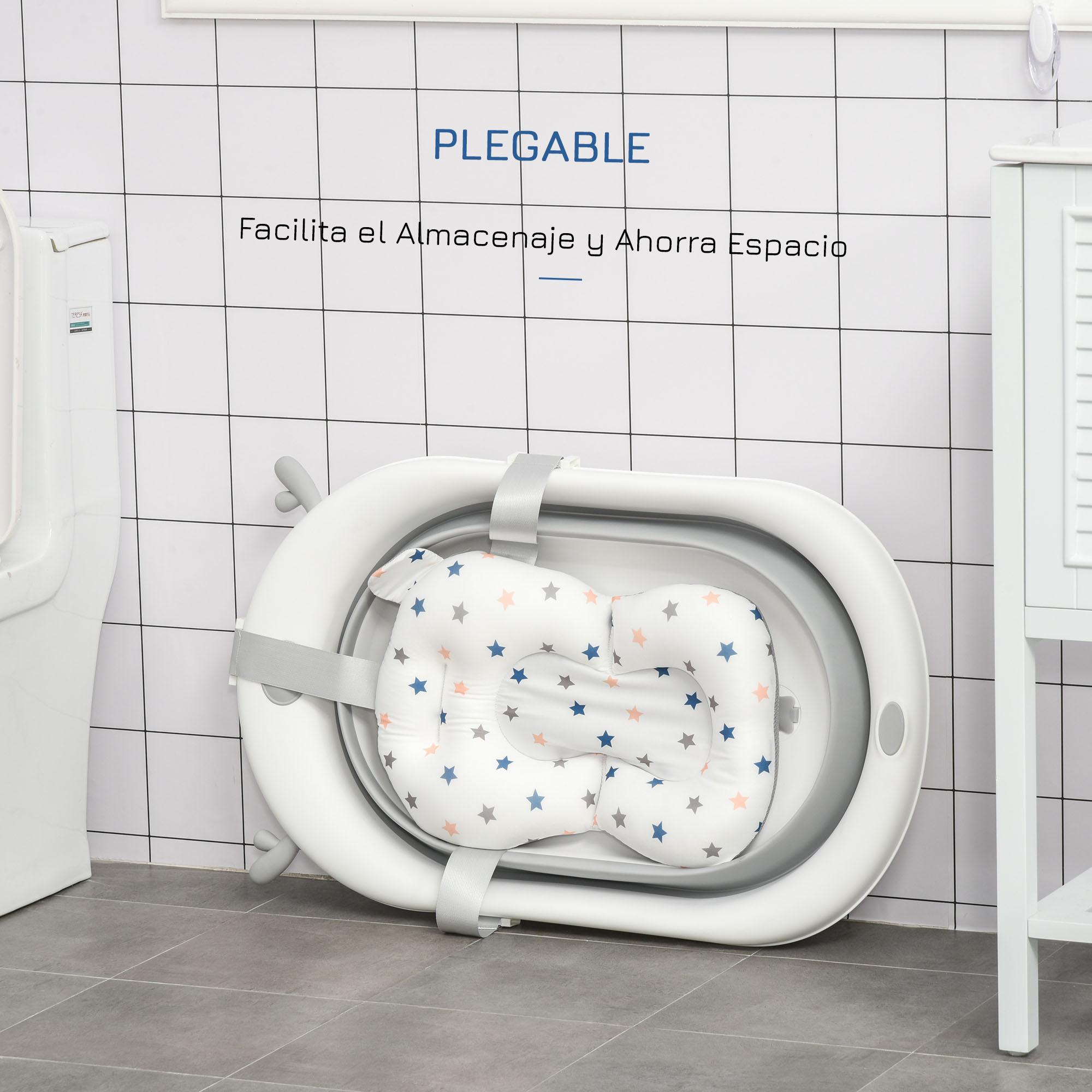 Bañera para Bebé 0-3 Años Plegable 30L Tapón Gris y Blanco