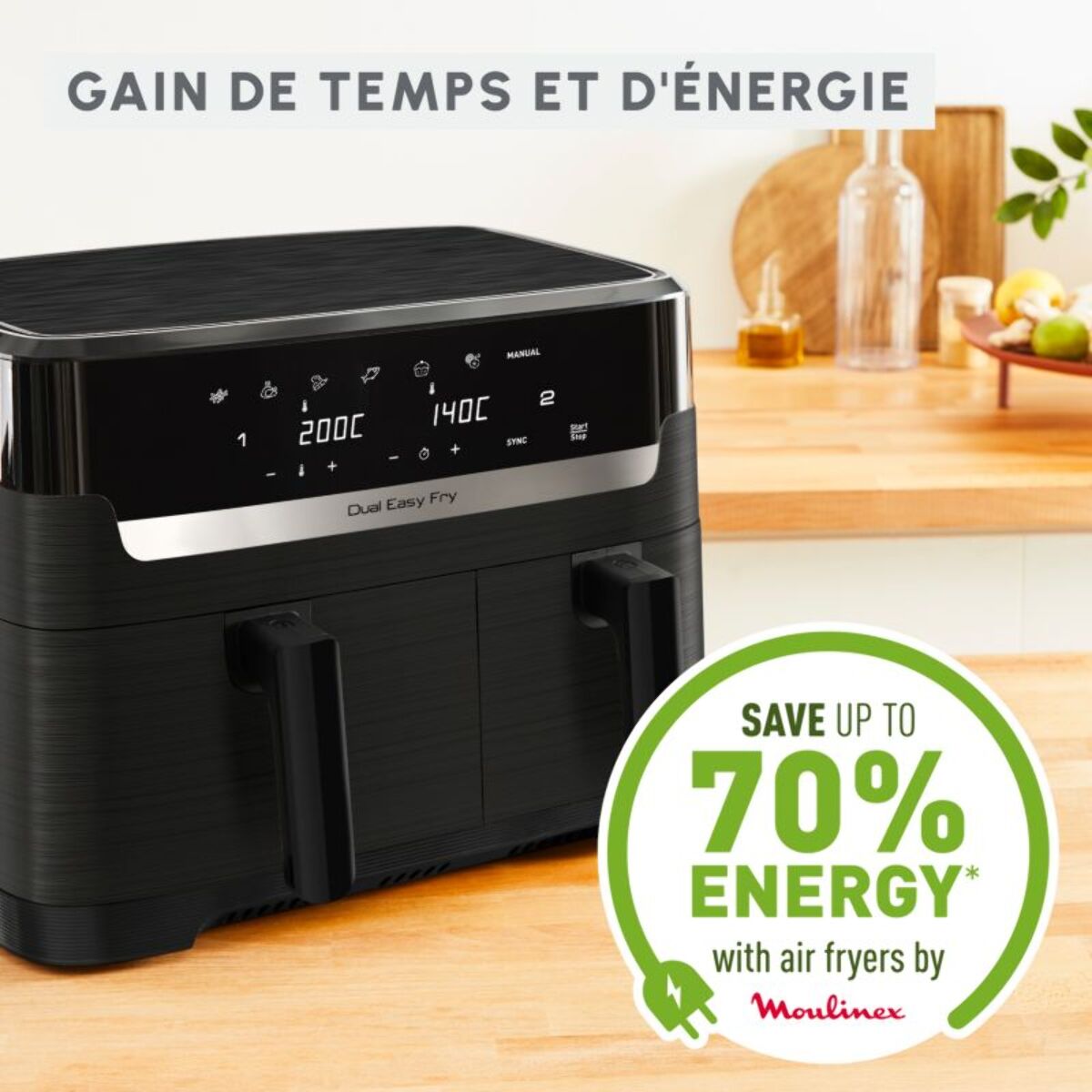 Friteuse sans huile MOULINEX Easy fry Dual XXL 8,3L EZ901N20