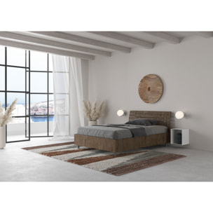 Cama con somier 120x190 con cabecera inclinadade listones nogal Ankel