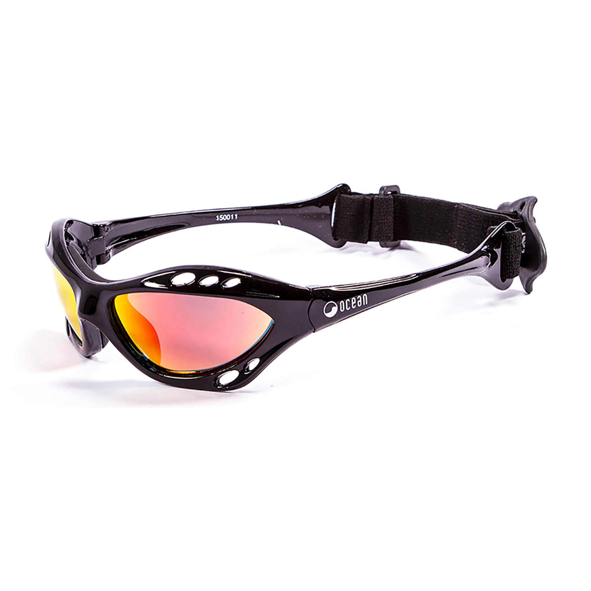 Gafas de deportes acuáticos OCEAN CUMBUCO - Negro brillante / Revo roja
