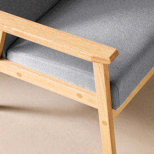 Fauteuil scandinave bois de peuplier, d'hévéa et tissu ISAK