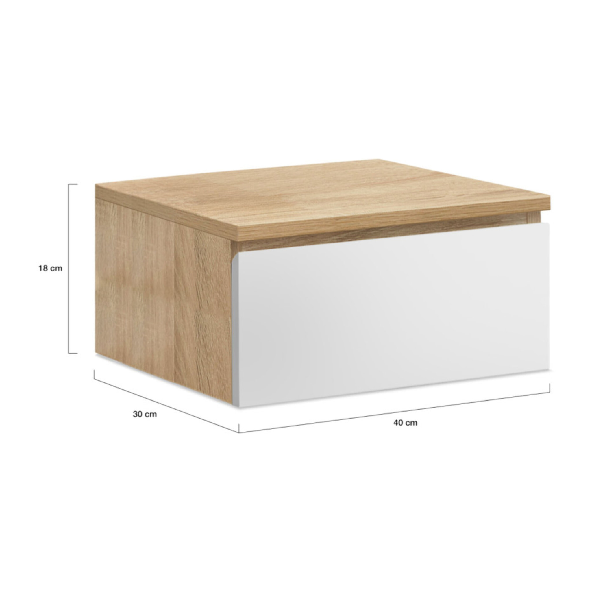 Tables de chevet suspendues Tom 1 tiroir bois et blanc - lot de 2