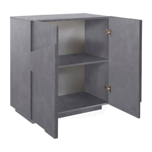 Credenza moderna a 2 ante, Made in Italy, Madia da cucina, Buffet di design da soggiorno, cm 81x44h86, colore Grigio Ardesia