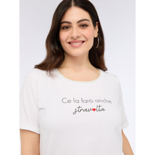 Fiorella Rubino - Camiseta de punto jersey con frase divertida - Blanco