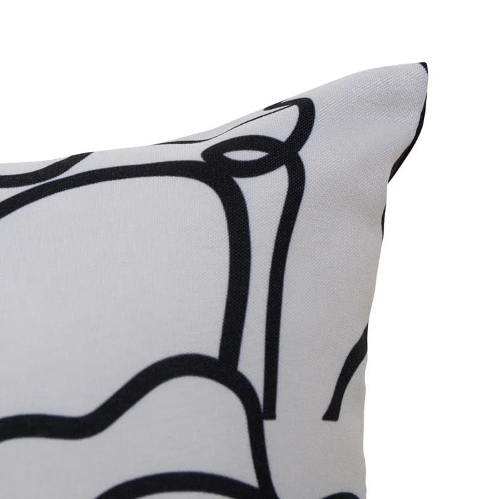 Housse de coussin d'extérieur Nolan 50x30cm motif fantaisie noir et blanc