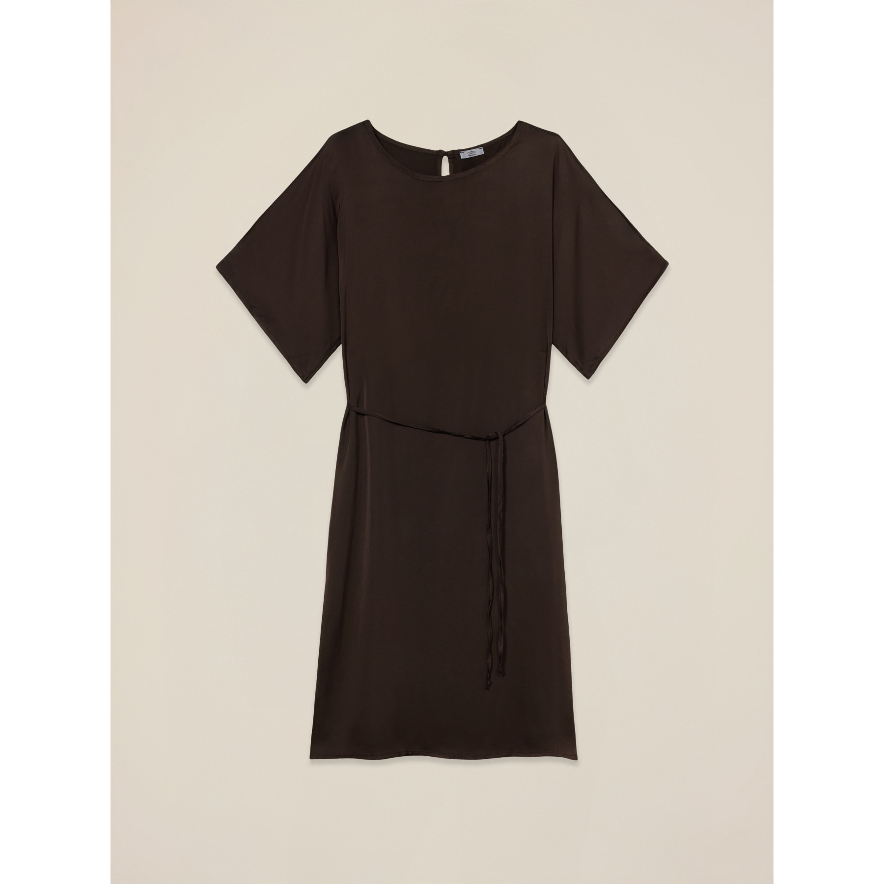 Oltre - Vestito in raso con cintura - Marrone