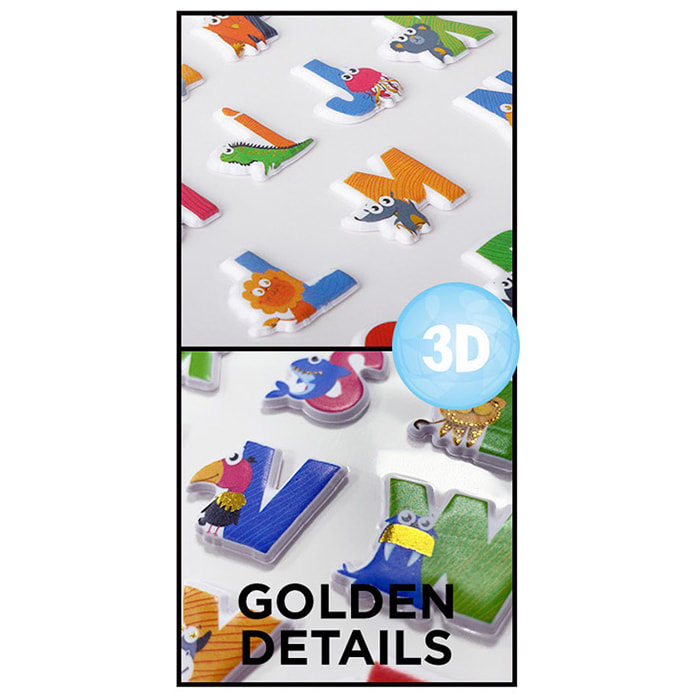 PACK 24 Pz. ADESIVI STICKERS RILIEVO DESIGN ANIMALI