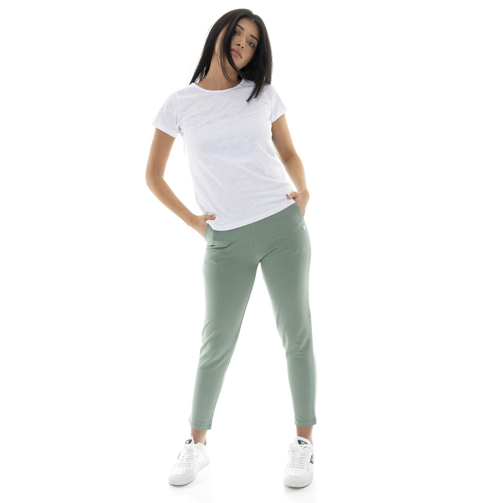 Pantaloni da donna in cotone non Felpeto dritti Leone Basic