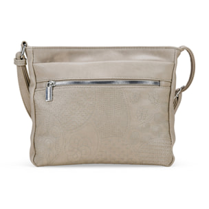 Bolso bandolera color piedra con detalles bordados