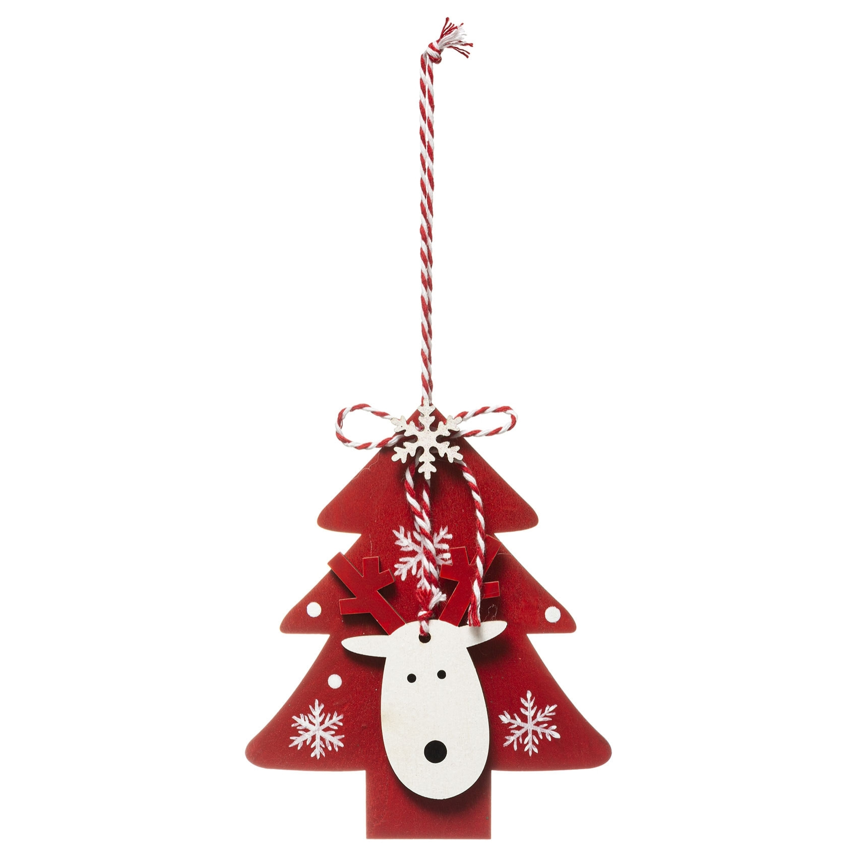 Suspension en bois sapin et renne - Rouge