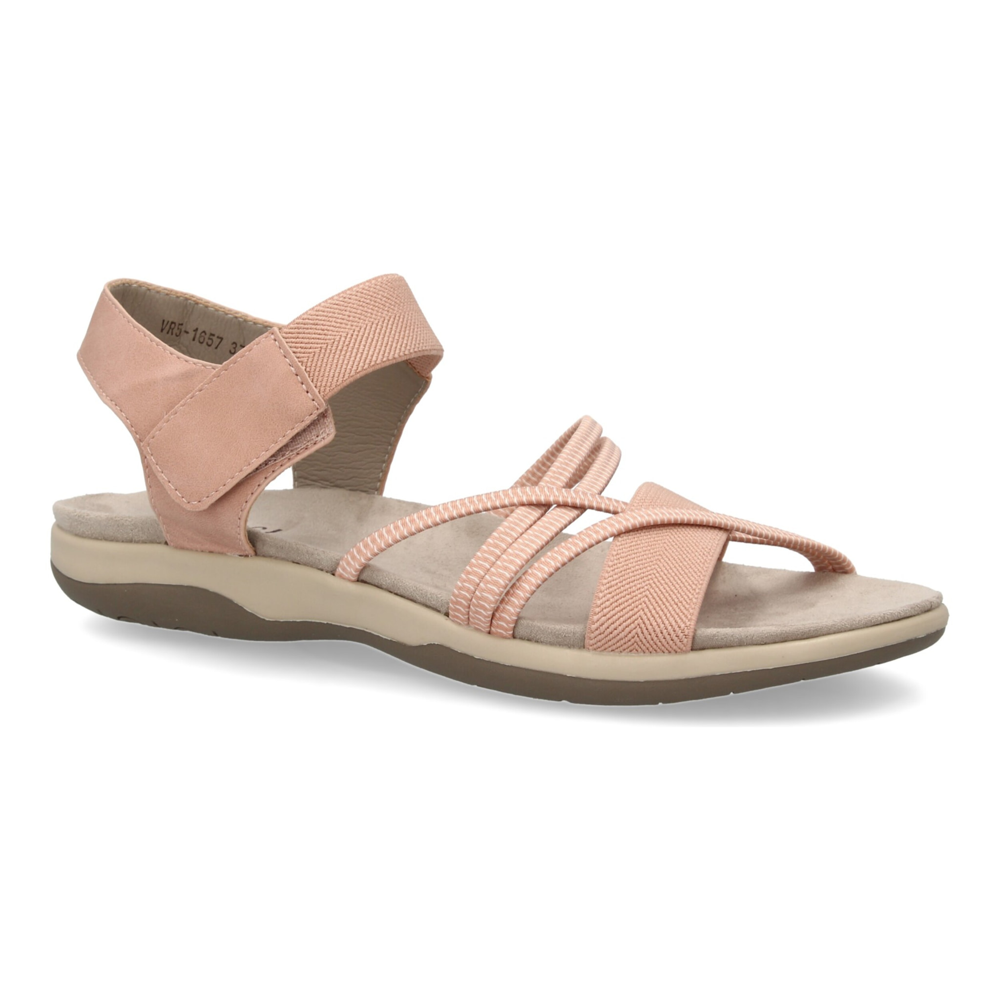 Sandalias planas de mujer diseño moderno, comodas con cierre de cierre autoadherente y con tiras elasticas cruzadas