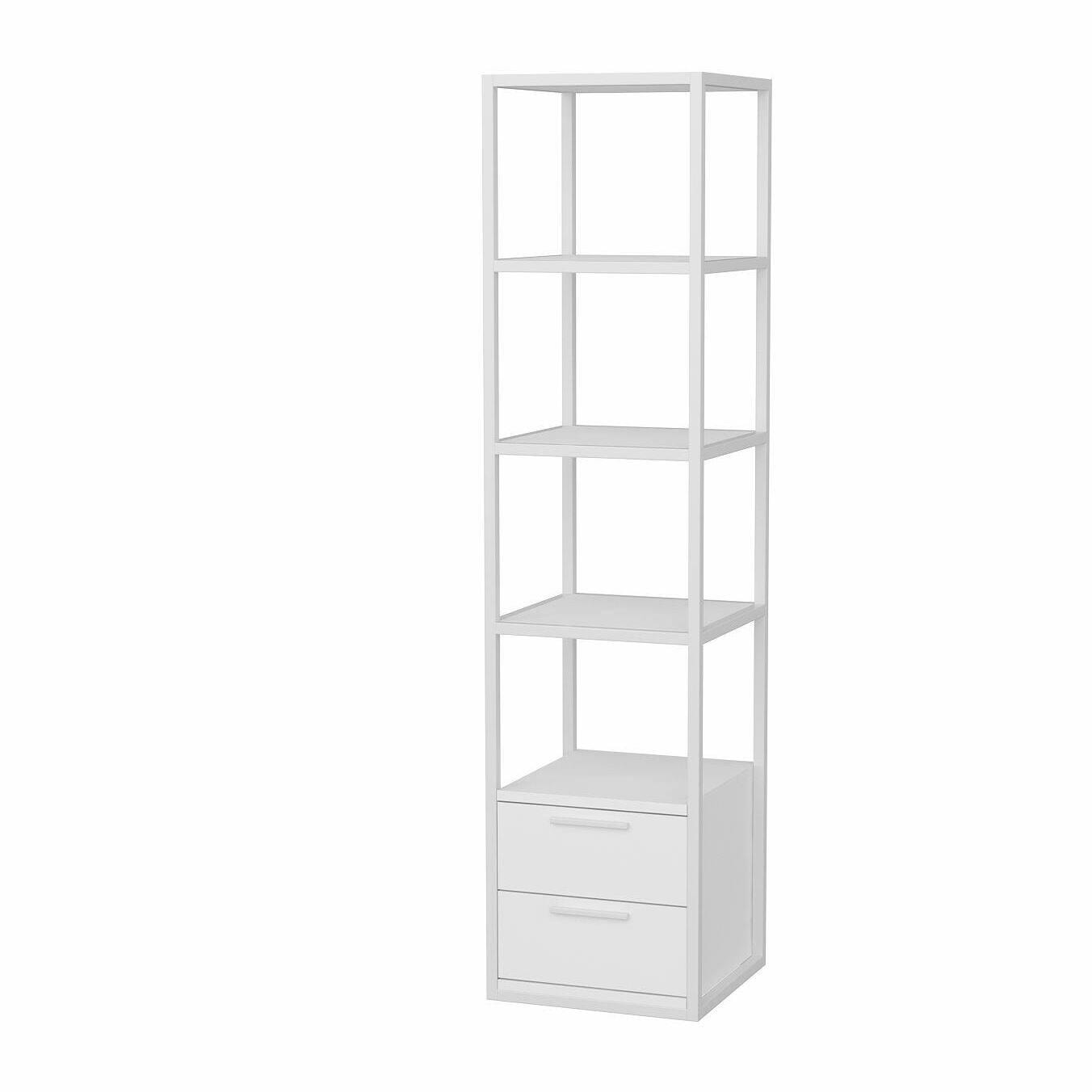 Libreria Dfogliat, Scaffale da ufficio, Mobile portalibri, Biblioteca, 39x39h169 cm, Bianco