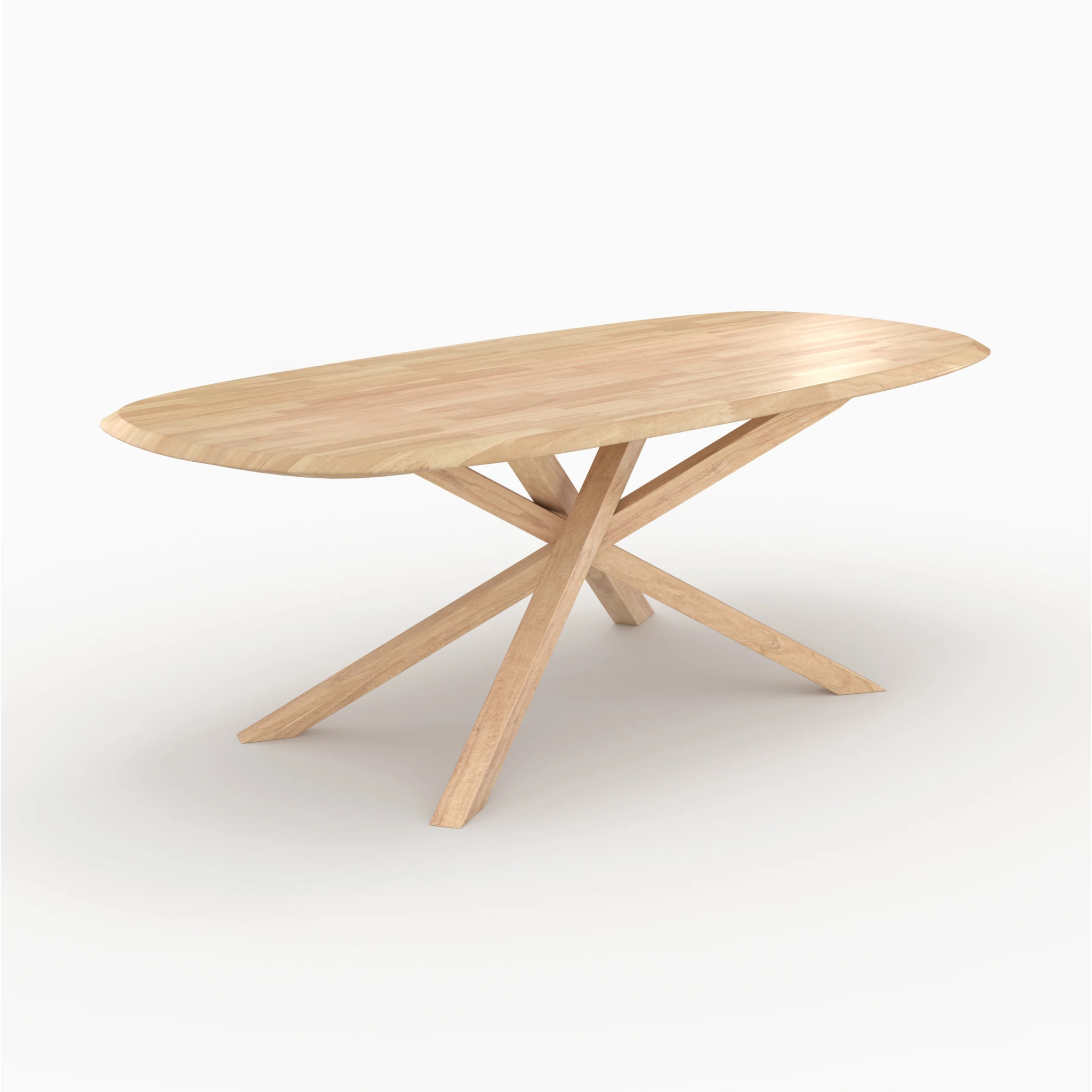 Table rectangulaire en bois d'hévéa massif clair 10 personnes - Aladin