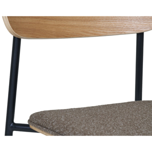 Zoe - lot de 2 chaises en bois de frêne - pieds en acier - Marron