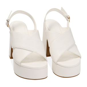Sandalias blancas con plataforma, tacón de 10,5 cm