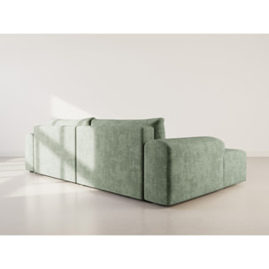 Rebecca - canapé d'angle gauche 4 places convertible avec coffre en velours texturé - Vert sauge