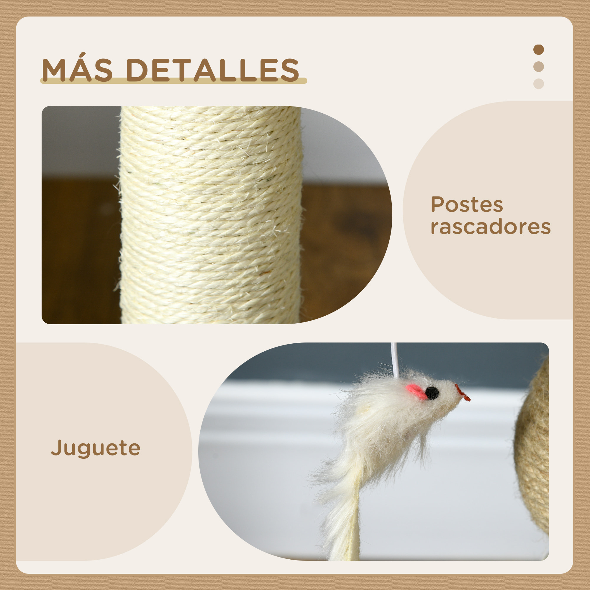 Árbol Rascador para Gatos Pequeño Torre para Gatos Centro de Actividades para Gatitos con Nido 4 Bolas y Poste de Sisal Carga 15 kg Ø40x48 cm Gris y Beige