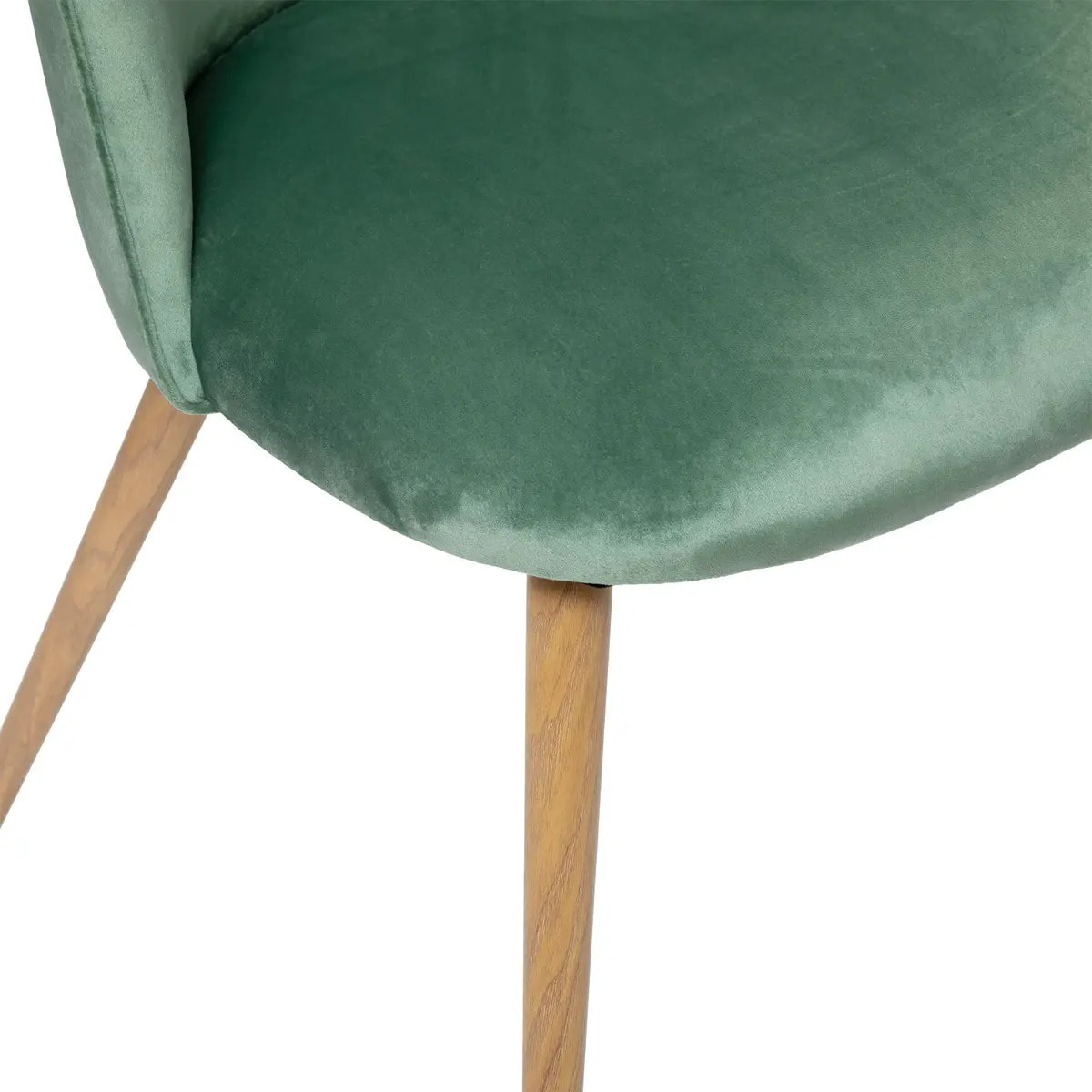 Chaise "Slano" pieds imitation hêtre velours vert céladon