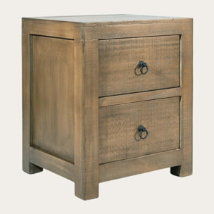 Table de chevet Tiber -bois massif d'araucaria-couleur nogal 50 x 60 x 43 cm