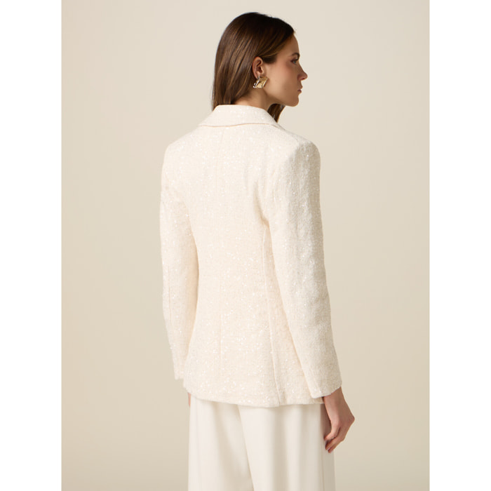 Oltre - Giacca blazer con paillettes - Bianco