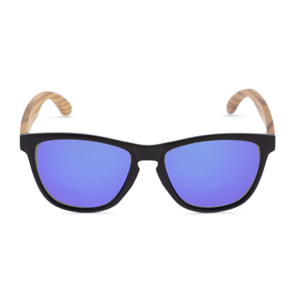 Gafas de sol OCEAN SEA - Frente negro con patillas de madera y / Revo azul