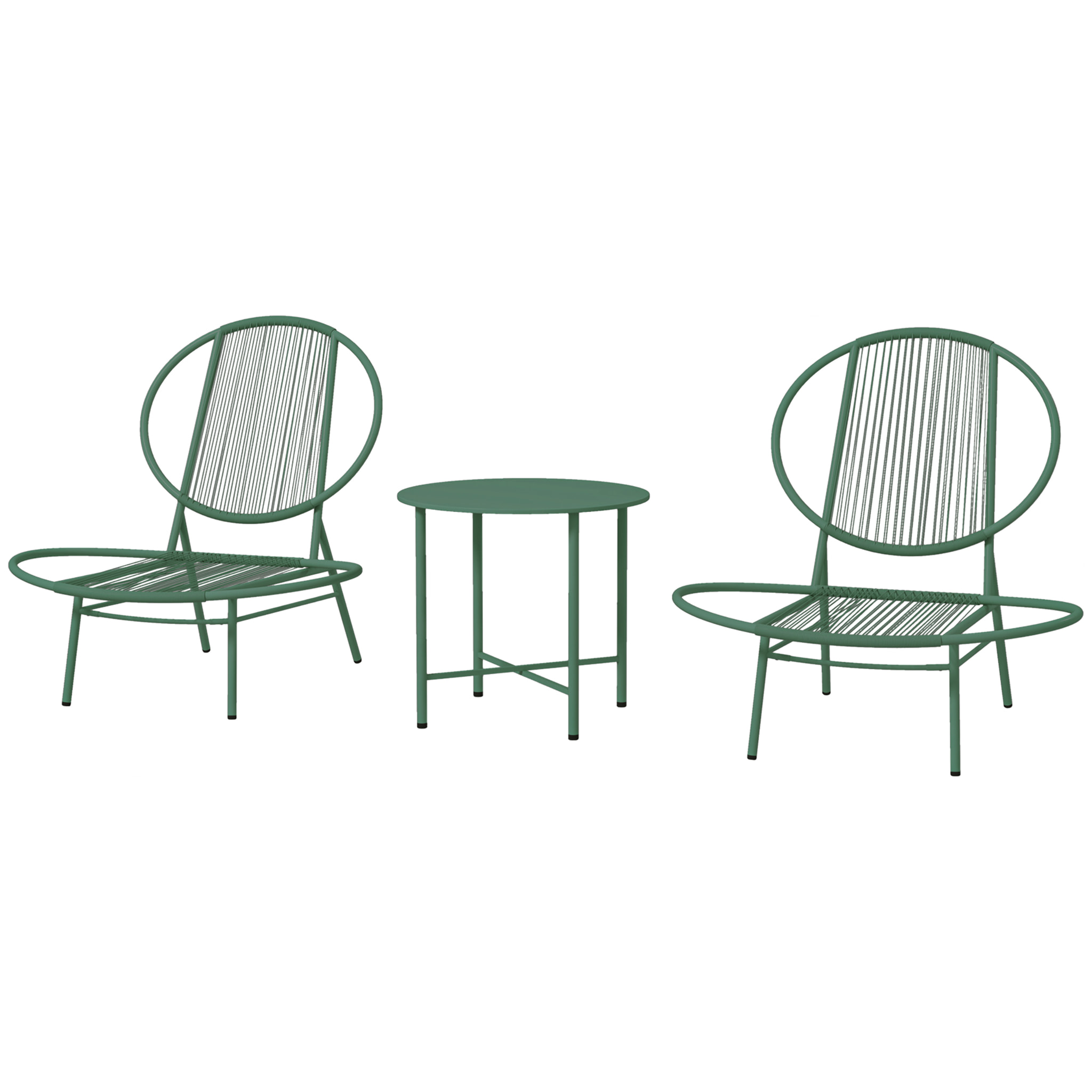Ensemble salon de jardin design Acapulco 2 personnes 3 pièces acier PE filaire vert