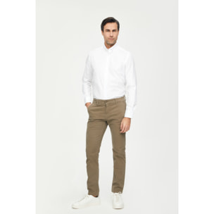 Camicia Uomo 1 Bottone Button Down Slim Cotone Unito Bianco