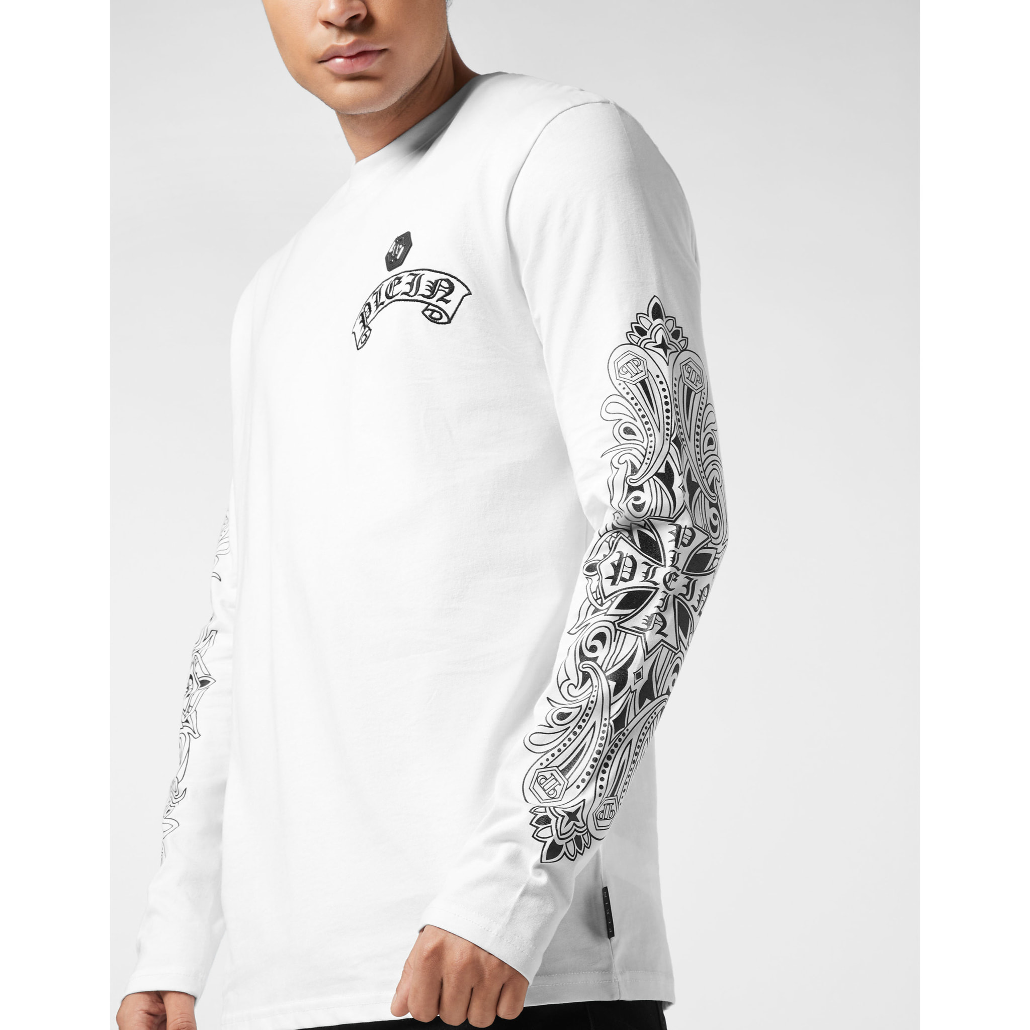 PHILIPP PLEIN T-Shirt Round Neck Ls CHROME