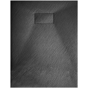Piatto Doccia Spessore 2.6 Cm In Resina SMC Effetto Pietra Stone Ardesia Antiscivolo Filopavimento Riducibile Con Griglia Copertura 80 x 140 cm Nero