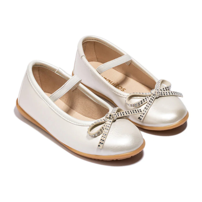 Ballerine con fiocco di strass bianchi