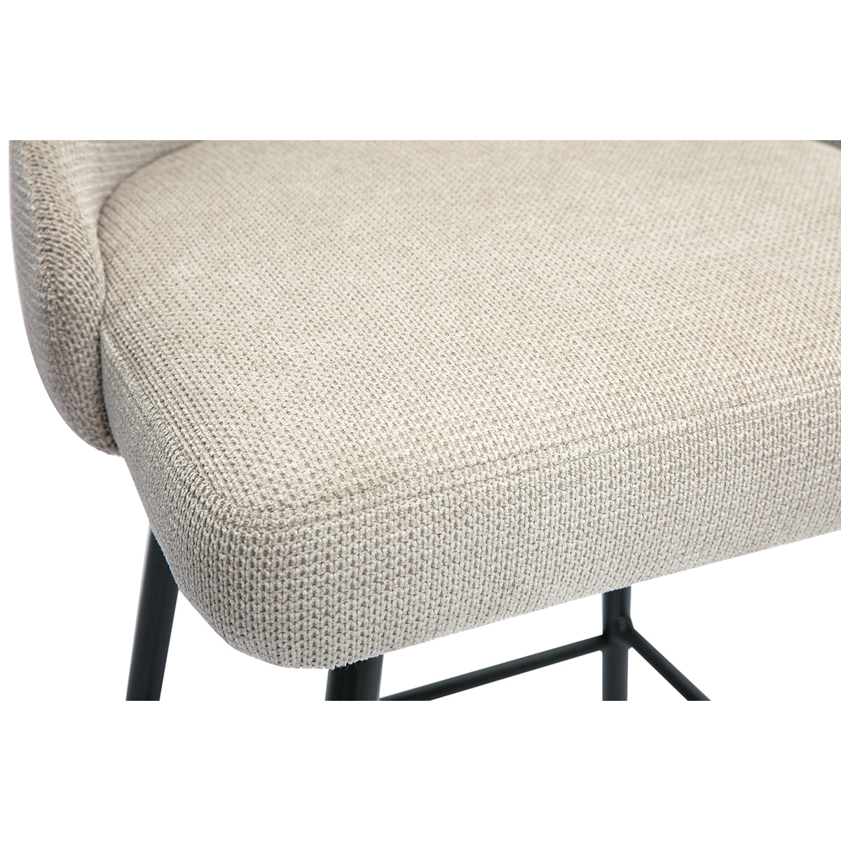 Tabourets de bar pivotants 360° en tissu chenille beige et métal H66 cm (lot de 2) HASTA