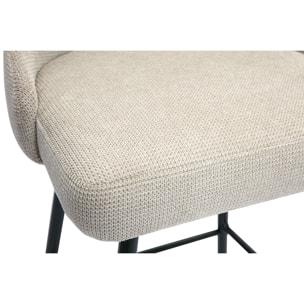 Tabourets de bar pivotants 360° en tissu chenille beige et métal H66 cm (lot de 2) HASTA