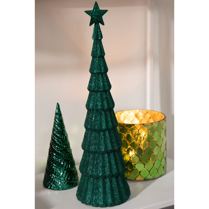 J-Line décoration Sapin de Noël + Étoile - plastique - vert - 2 pièces