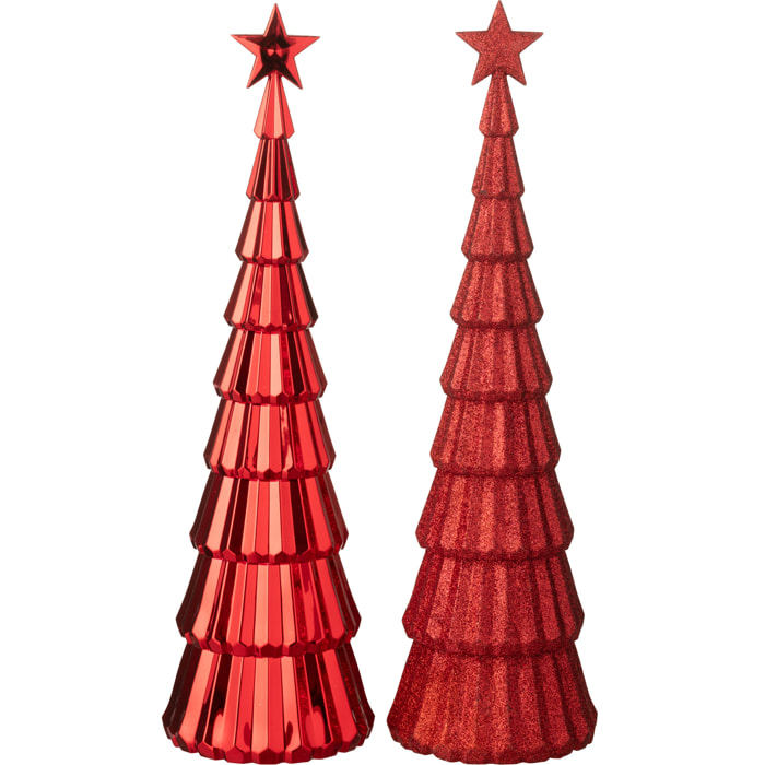 J-Line décoration Sapin de Noël + Étoile - plastique - beige - 2 pièces