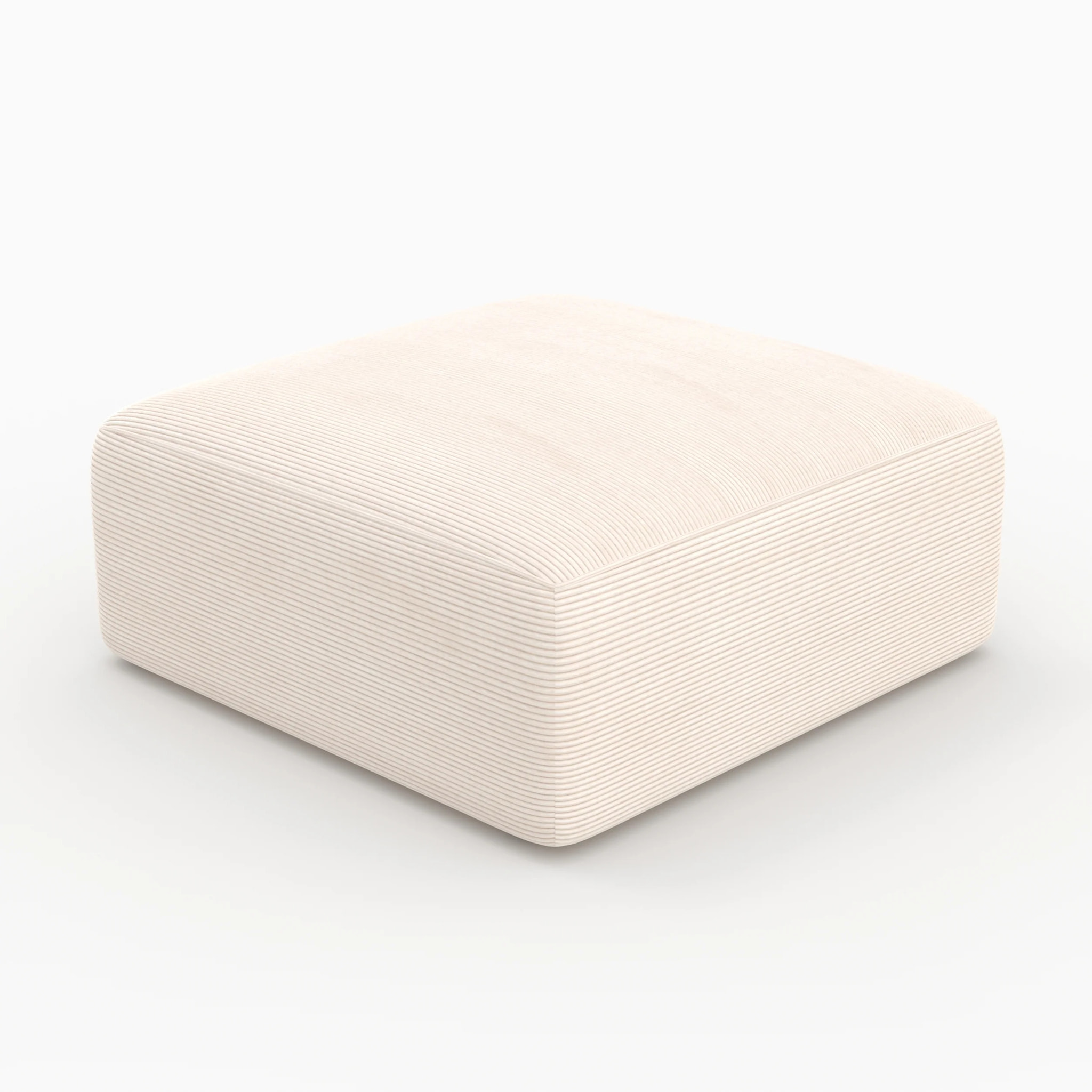 Pouf carré pour canapé modulable en velours blanc cassé - Mina