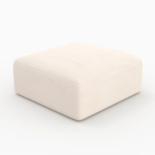 Pouf carré pour canapé modulable en velours blanc cassé - Mina
