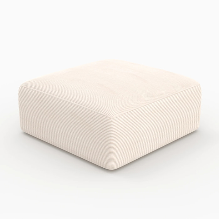 Pouf carré pour canapé modulable en velours blanc cassé - Mina