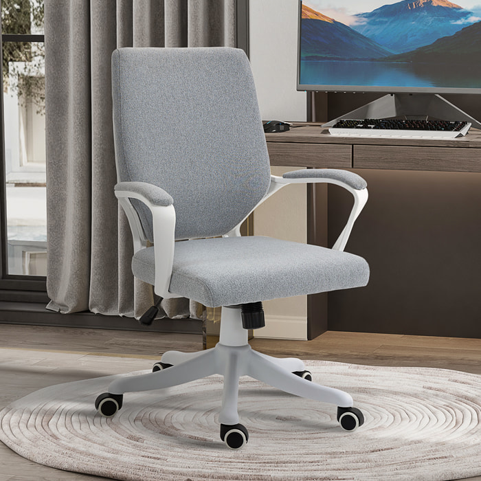 Silla de Oficina Giratoria Silla de Escritorio Ergonómica con Altura Ajustable Reposabrazos Acolchado y Soporte Lumbar Carga Máx. 120 kg 62x69x92-100 cm Gris