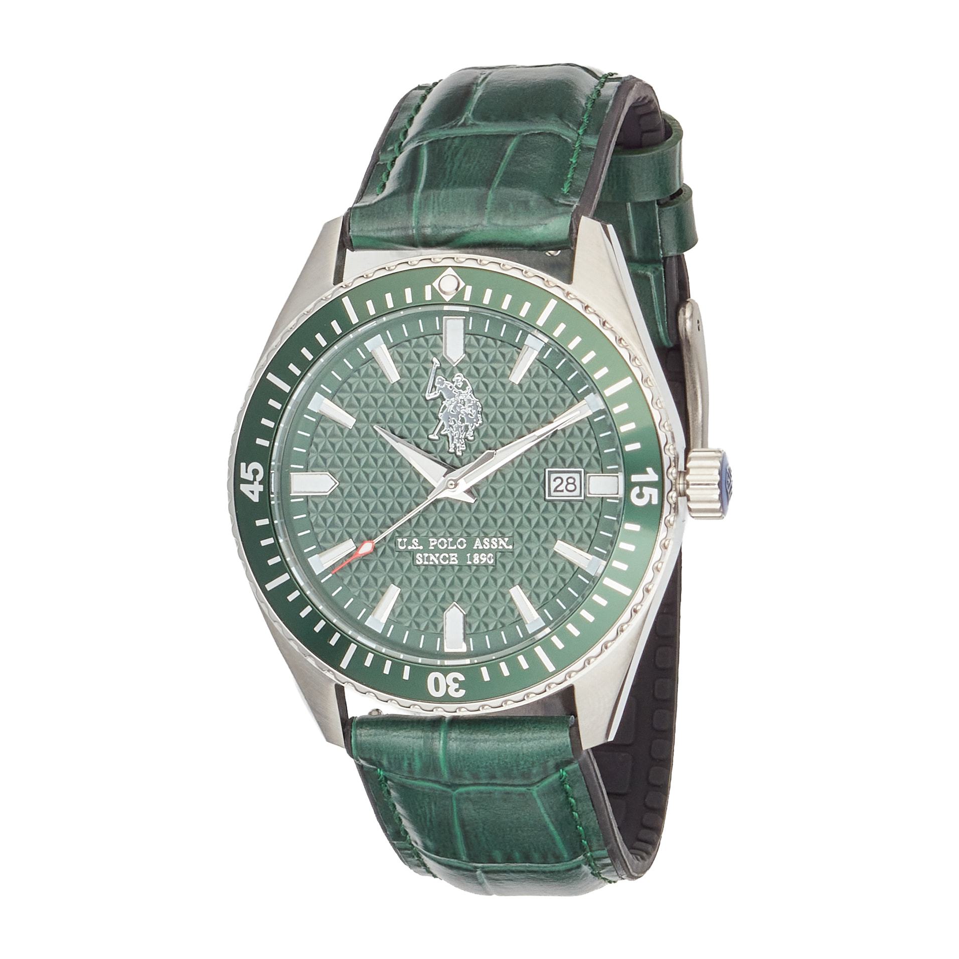 Orologio U.S. Polo Assn. in pelle verde