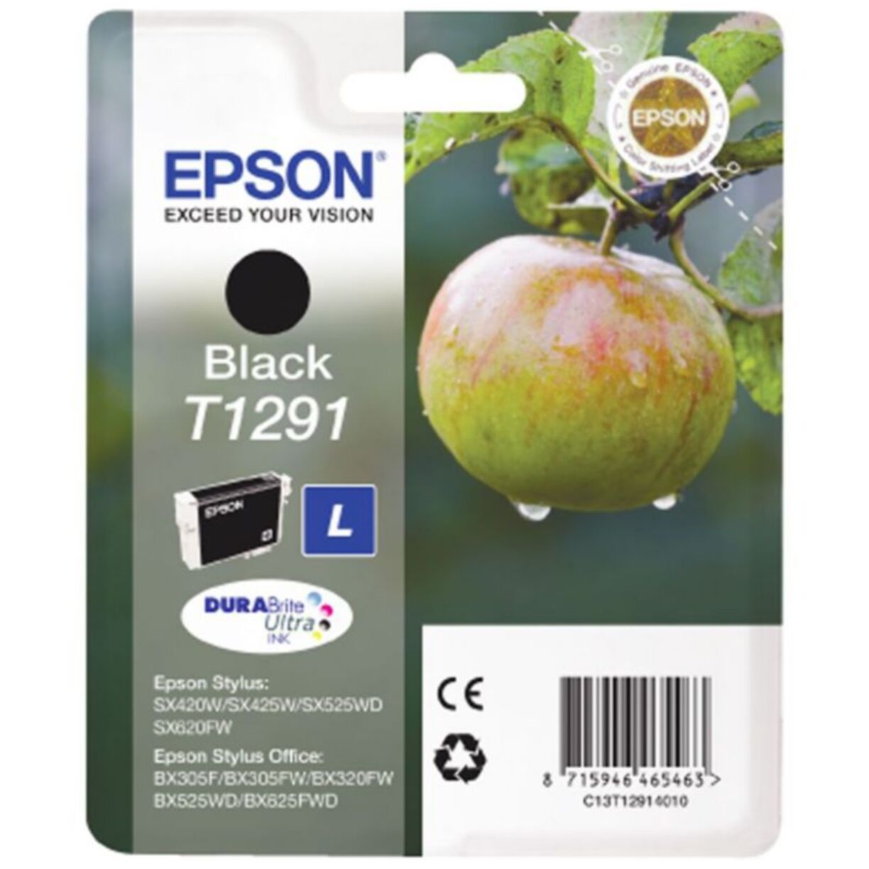 Cartouche d'encre EPSON Originale T1291 Noire Série Pomme - C13T12914010