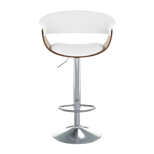 Chaise de bar réglable et pivotante 59/81 cm en cuir synthétique blanc - Basile