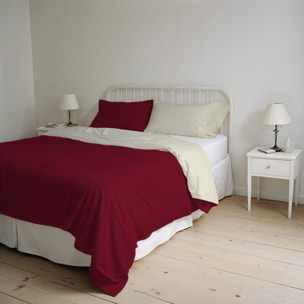 PARURE COPRIPIUMINO NATURAL COLOR, 100% Cotone, Made in Italy - BORDEAUX/PANNA