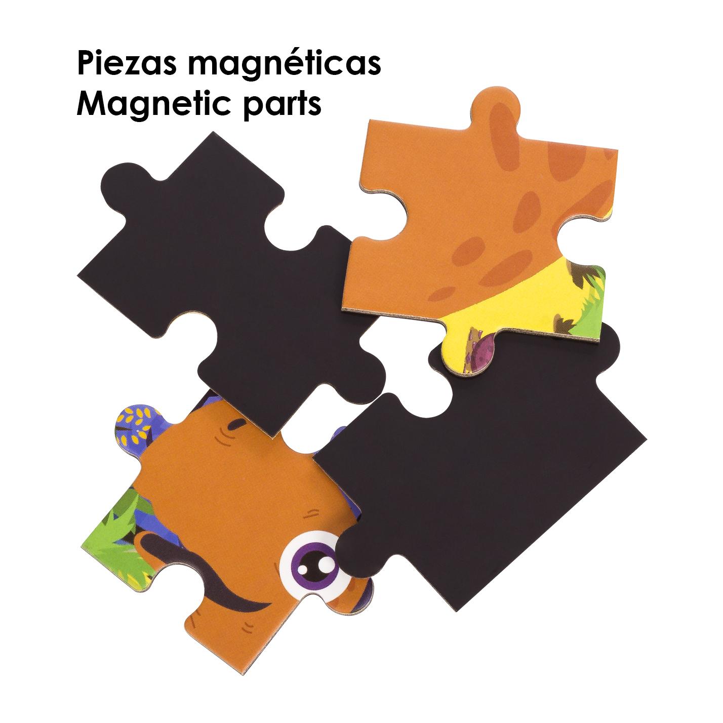 Puzle diseño Paraiso de los Dinosaurios de 40 piezas magnético. Formato tipo libro, 2 puzzles de 20 piezas en 1.