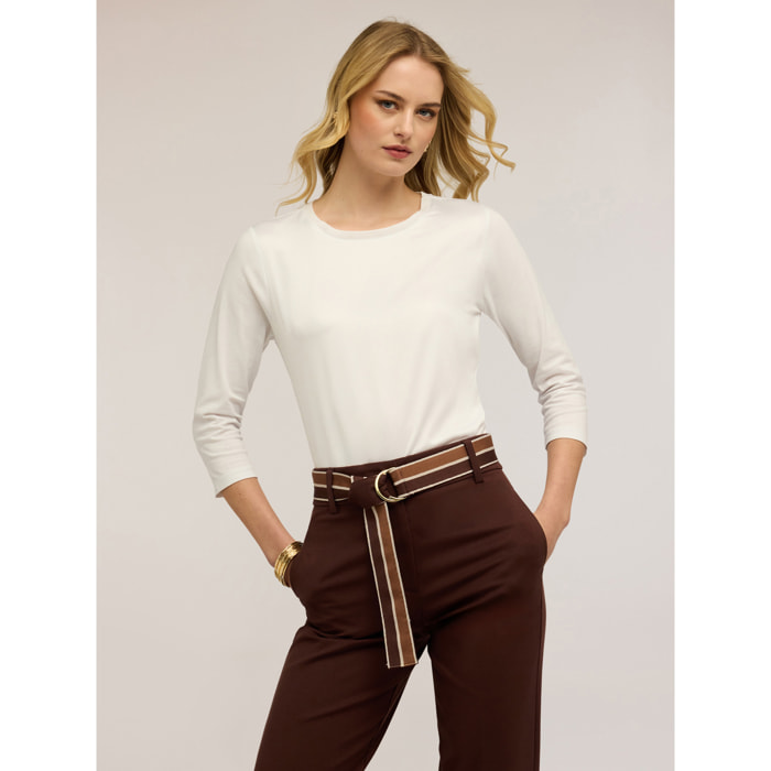 Motivi - T-shirt bimaterica - Bianco