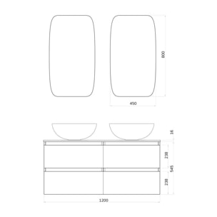 Ensemble de salle de bain BLU Alday, 120cm, Bleu ciel