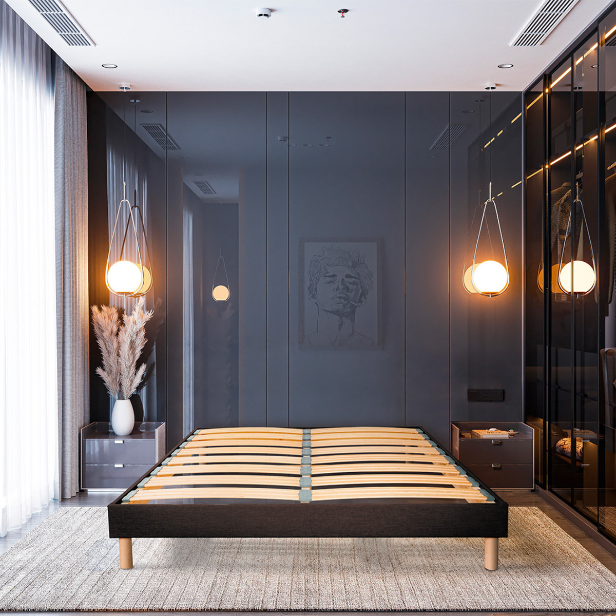 Sommier à lattes en bois Kit Color 1 place | Coloris Marron | Livré en kit