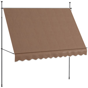 Toldo Manual Retráctil 3x1,2 m Toldo Exterior Terraza Enrollable Altura Ajustable con Manivela 210-300 cm Sin Taladro Protección UV30+ para Balcón Jardín Café