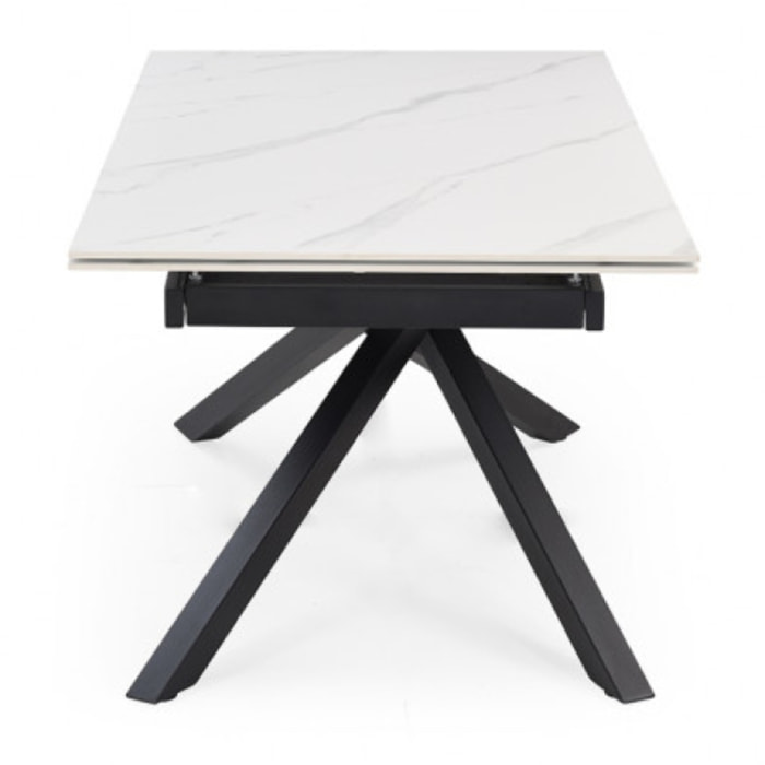 Table extensible en céramique marbre blanc L160/240cm - 9 piètements - UNIK