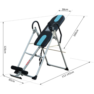 Table d'inversion de musculation pliable ceinture de sécurité réglable acier coloris argent noir