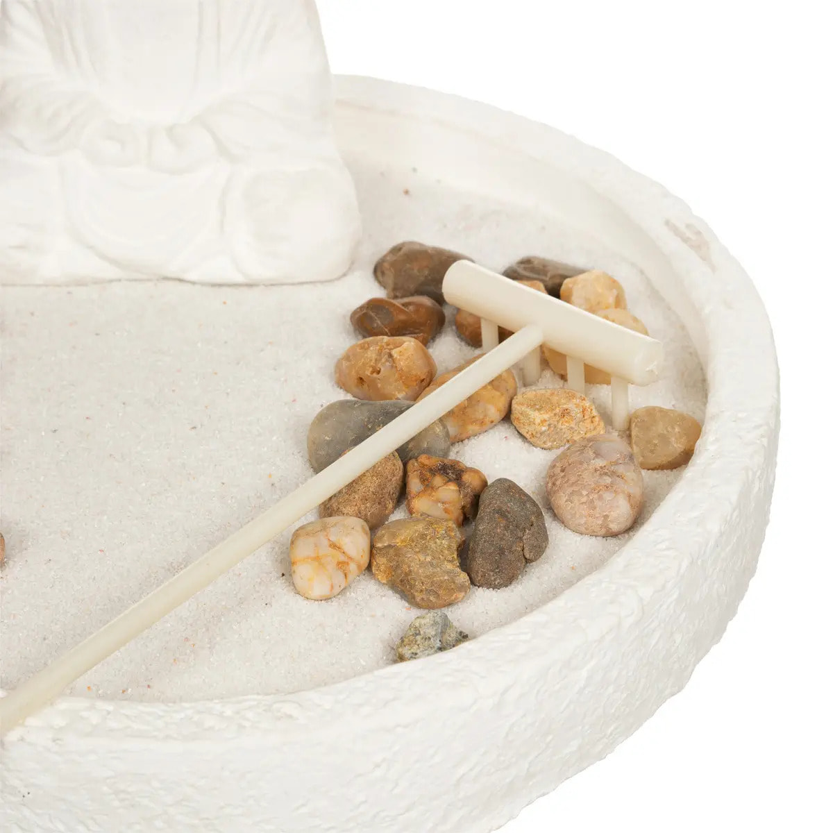 Jardin zen "Wasila" - ciment - blanc - D18 cm